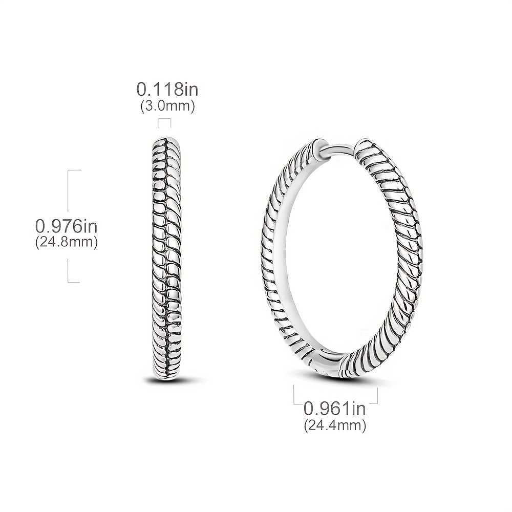 Minimalist Style Silvery Hoop Earrings, 925 Sterling Silver