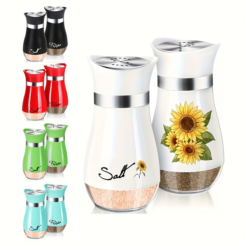 Salt and Pepper Shakers Set,4 oz Glass Bottom Salt Pepper Shaker with Stainless Steel Lid for Kitchen Cooking Table, RV, Camp,BBQ Refillable Design