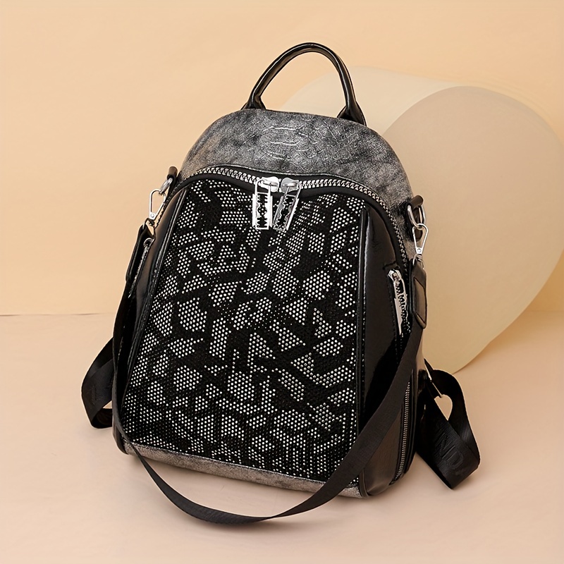 Fashion Rhinestone Backpack Purse, Women's Two-way Shoulder Bag, Casual  Travel Schoolbag With Shoulder Strap