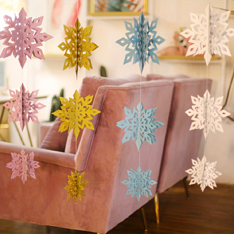 Winter Christmas Hanging Snowflake Decorations 6PCS 3D Glittery Large White  Snowflake for Christmas Winter Wonderland Holiday New Year Party Home  Decorations