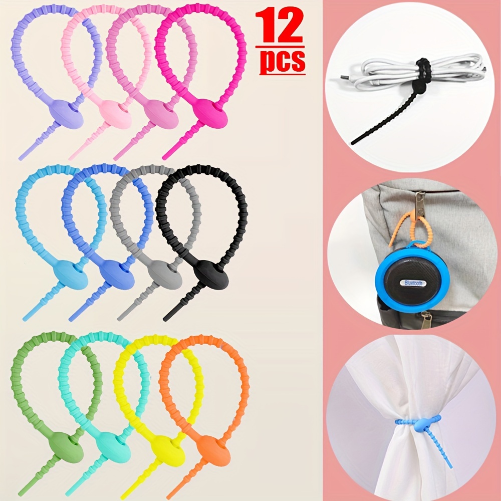 20 Pieces Colorful Silicone Ties Bag Clip,Cable Straps, Bread Tie, Reusable  Rubber Twist Tie, All-Purpose Silicone Ties, Cable Ties,Silicone  Cord,Household Snake Ties, Bag Sealing Clips : : Home Improvement