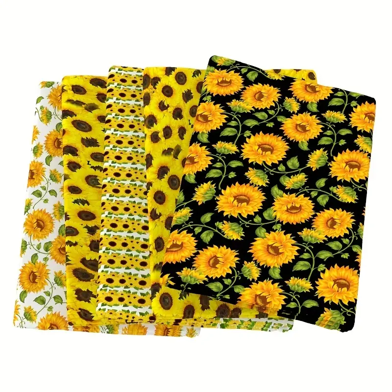 Sunflower Printed Polyester Cotton Fabric For Patchwork - Temu