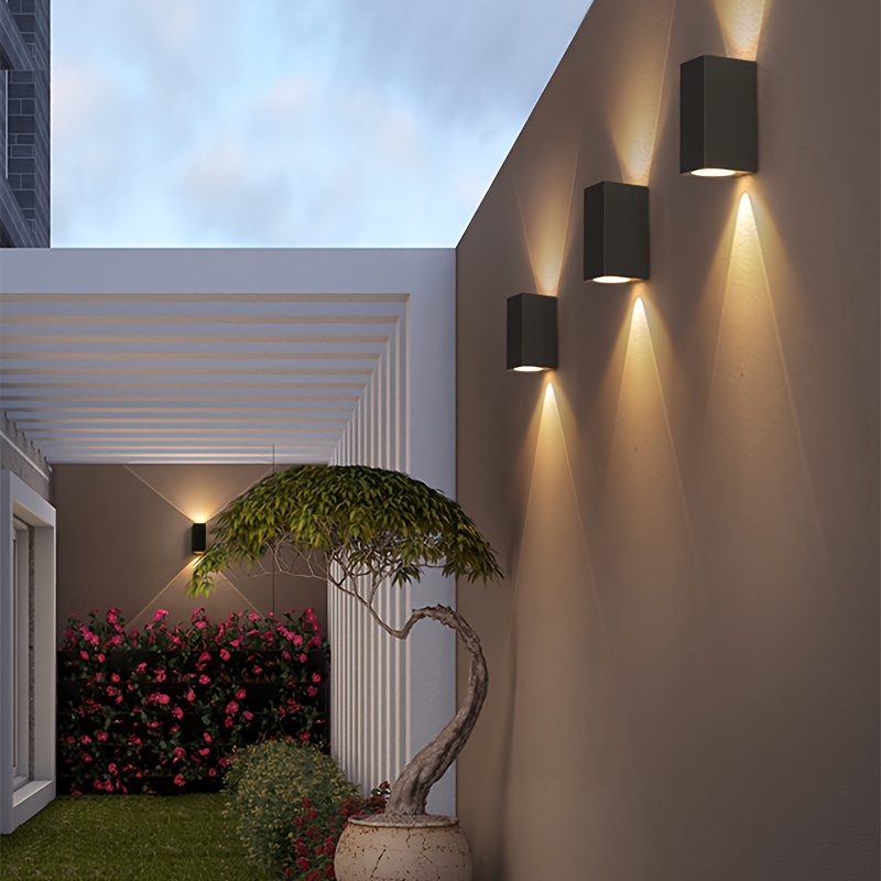 Lámpara de pared al aire libre de 30 W LED moderna lámpara exterior de  aluminio negro apliques de iluminación de pared impermeable para porche,  patio