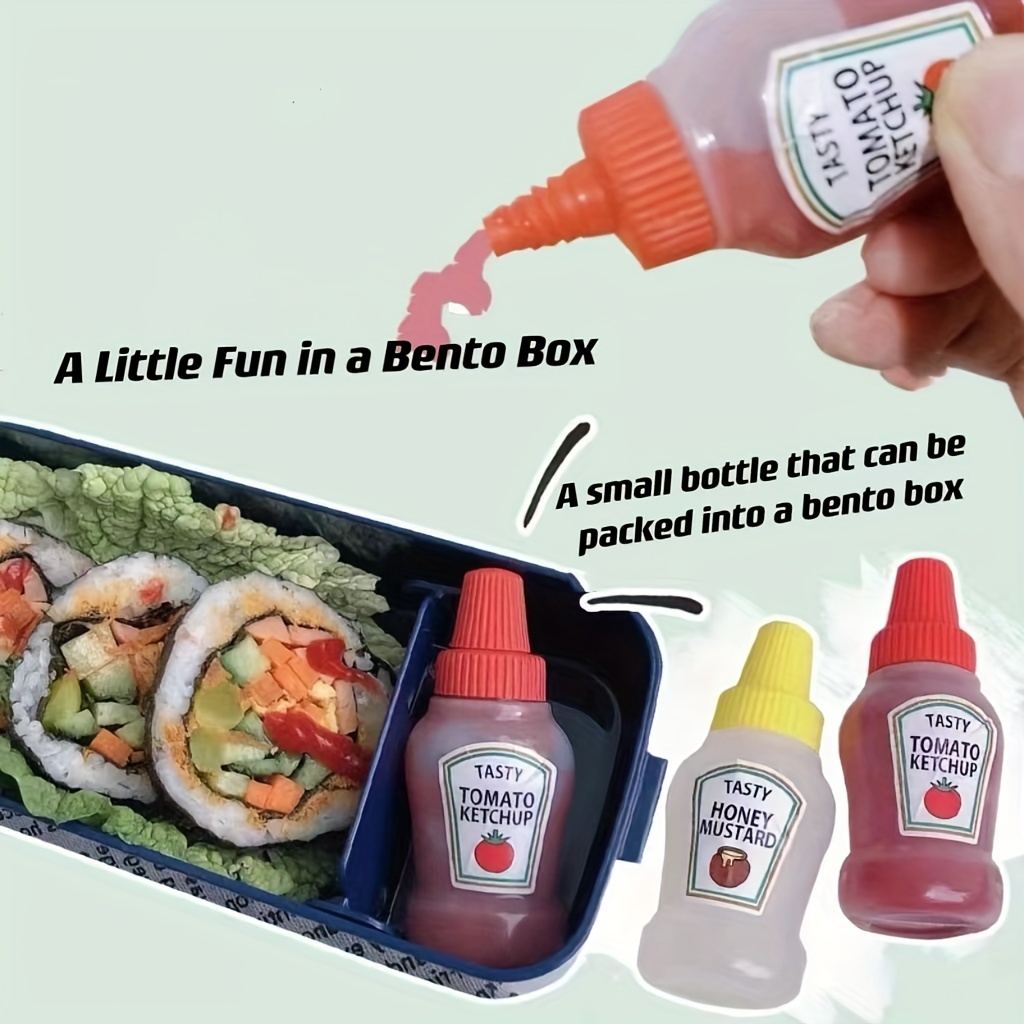 4pcs Mini Portable Sauce Bottles For Bento Box, Japanese Style