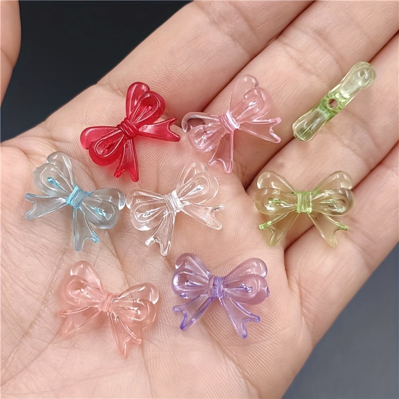 Multicolor Transparent Acrylic Bow Beads For Diy - Temu