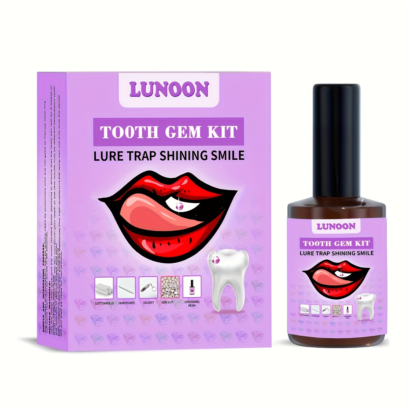1set Diy Tooth Gem Kit With Uv Curing Light Resin Glue Gem - Temu