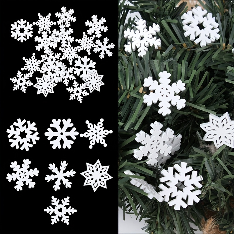 Mixed Wooden Crafts White Snow Flakes Christmas Series - Temu