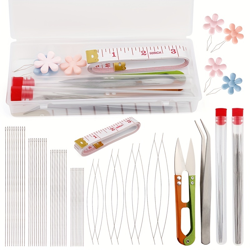 Beading Needles Set Include Long Straight Beading Thread - Temu