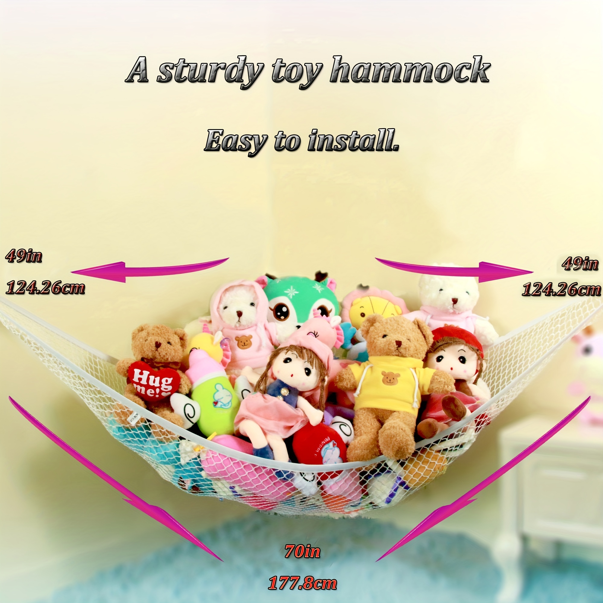 Stuffed Animal Net Or Hammock, Toy Hammock, Teddy Bear Hammock, There Are  25 Rubber Bands In The Elastic Of Our Stuffed Animal Storage Net (Large)