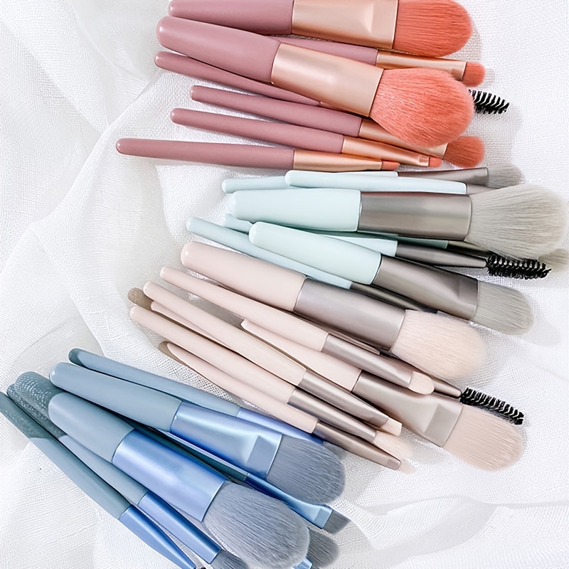 

8pcs Mini Makeup Brush Set With Storage Bag Portable Soft Hair Foundation Eyeshadow Brush Practical Beauty Tools