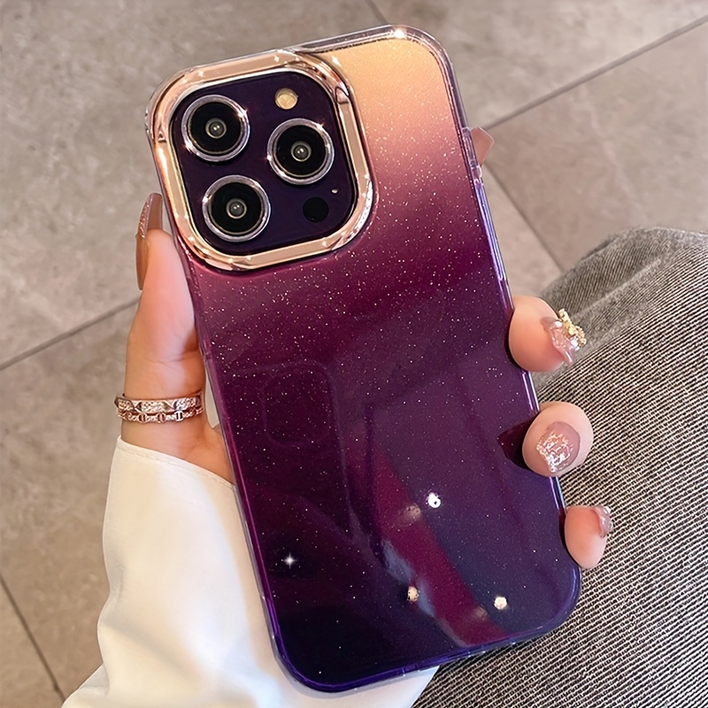 Funda compatible con iPhone 12 Pro Max, funda transparente con purpurina  para mujer, bonita funda delgada y suave de gel de silicona compatible con