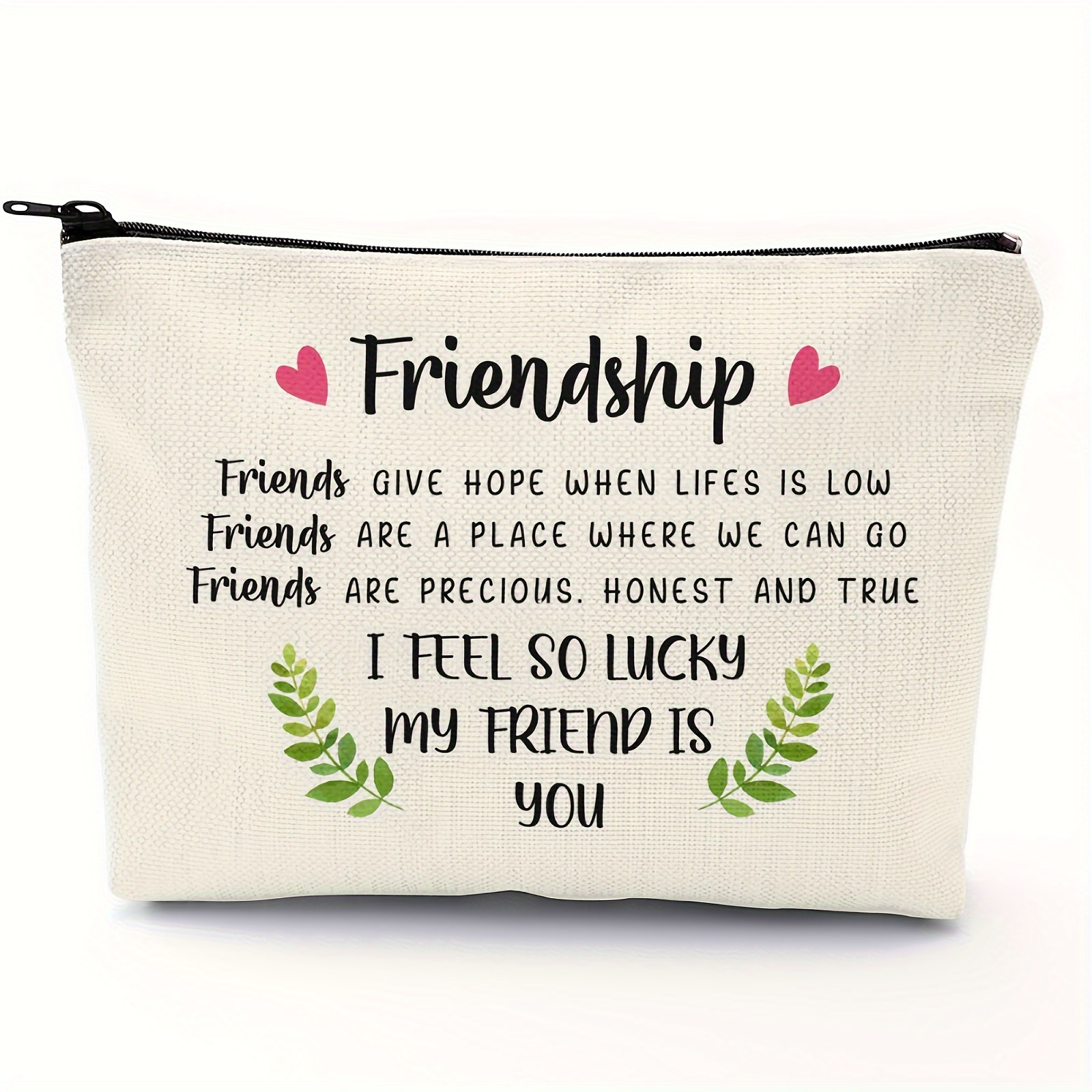 

Friendship Cosmetic Bag Makeup Bag Weekend Gifts Friends Makeup Bag For Christmas Friendship Present Travel Pouch Friend Bff Gifts For Women Honeymoon Birthday (leaf Pattern)