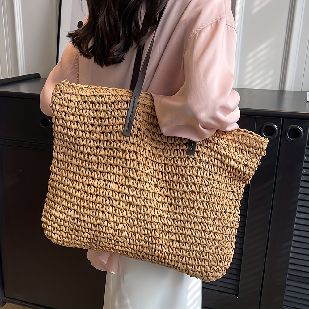 Sandy Straw Patterned Tote