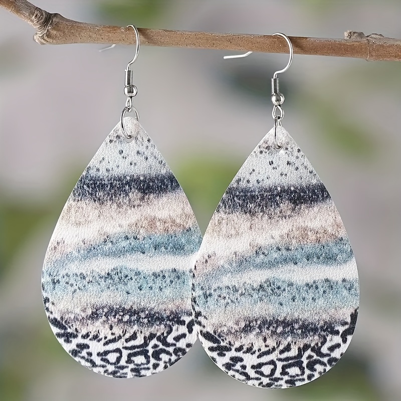Water Drop Pattern Beach Wave Dangle Earrings For Men