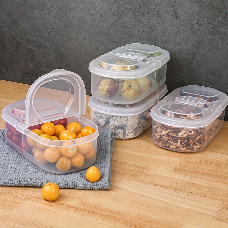 Refrigerator Flip Top Storage Box Double Cell Crisper with Lid Fruit Food  Storage Box Kitchen Grain Sealed Box Plastic Container - AliExpress