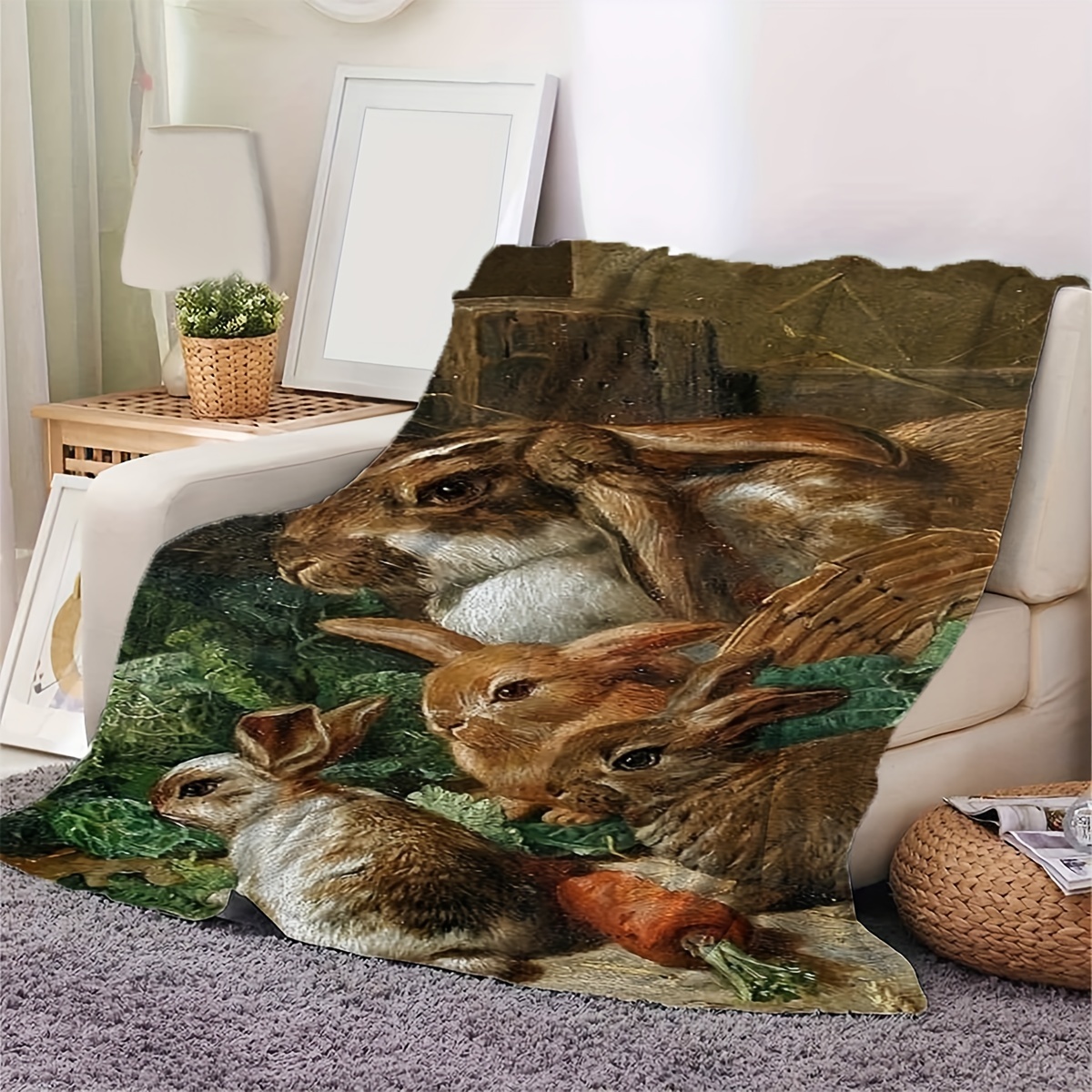 Rabbit print outlet throw blanket