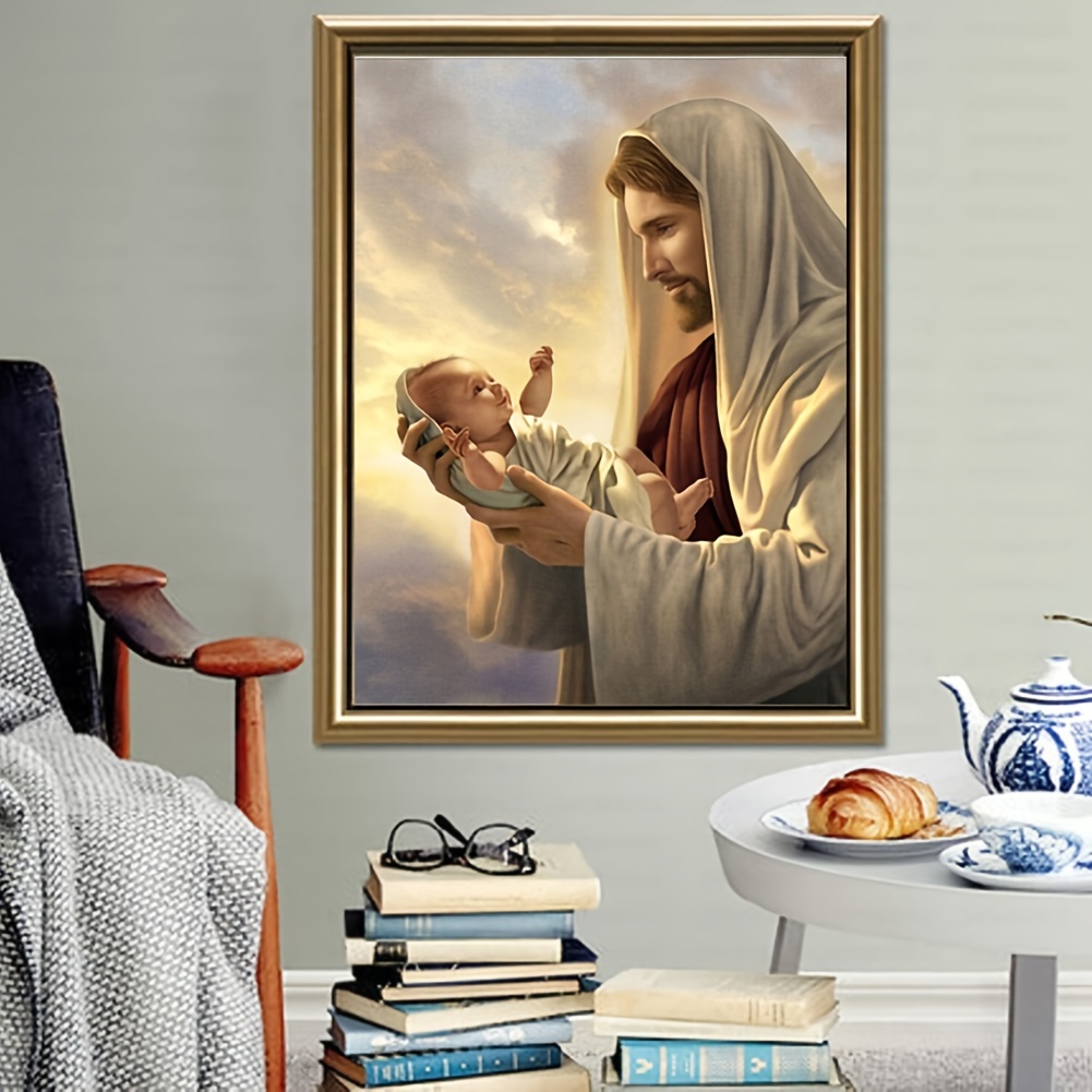 5D Artificial Diamond Painting For Adults And Kids Beginners, Painting By Numbers Kit On Canvas, Frameless DIY Colorful Father And Child Home Decor (30x40cm) 11.8x15.7 Inch