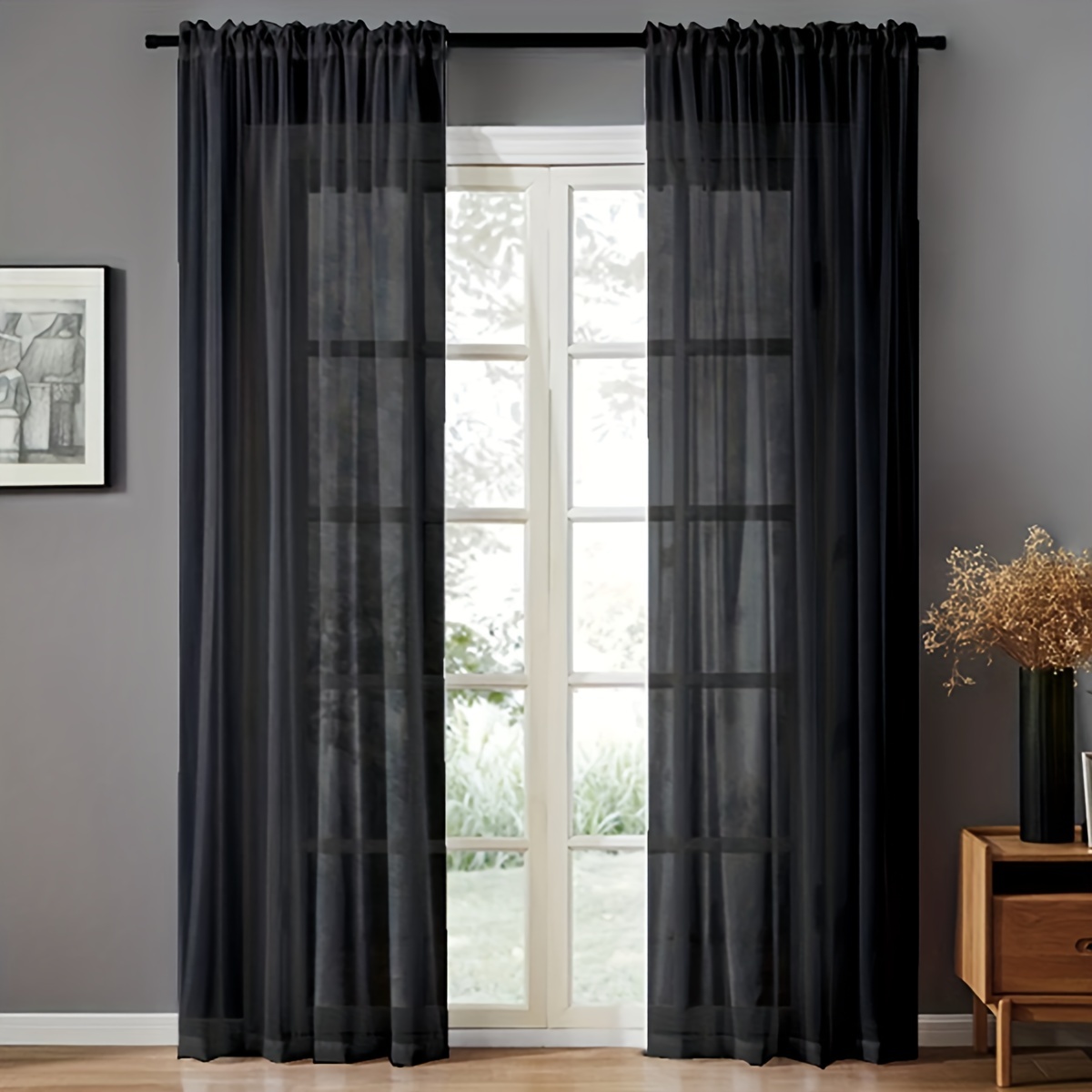 2pcs Cortina Sheer Claro Ventana Cortinas Voile Sheer - Temu