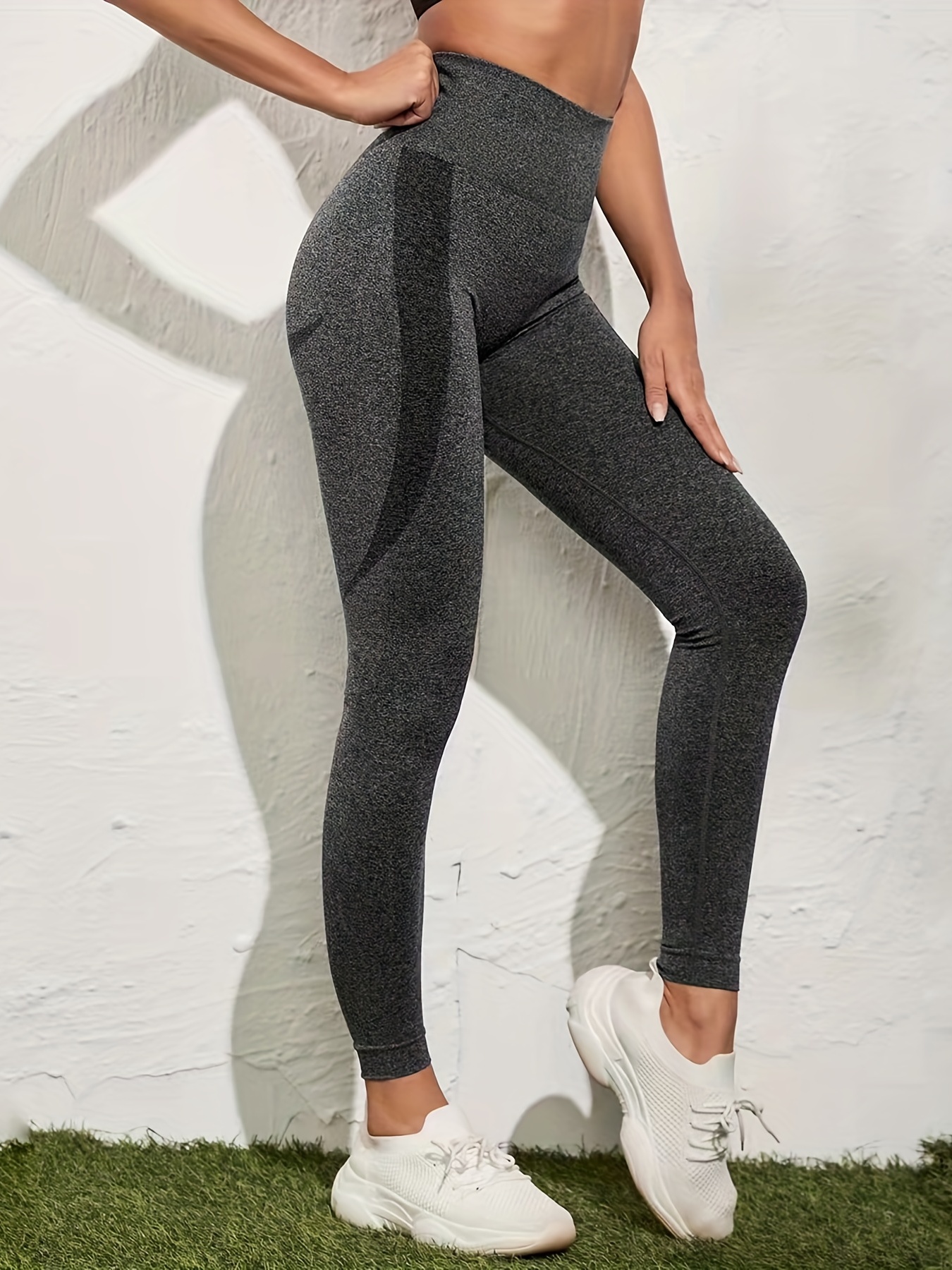 Womens Seamless Workout Leggings 25 Inches Ribbed High - Temu