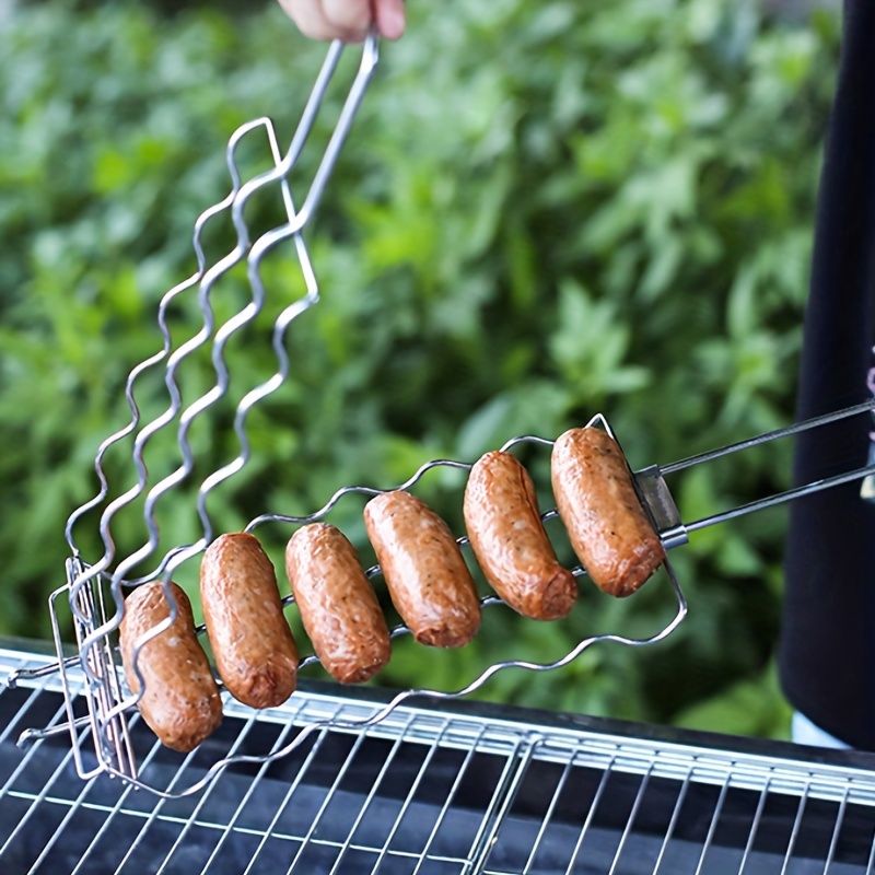 Grilling Basket Metal Mesh Barbecue Sausage Grilling Rack Net
