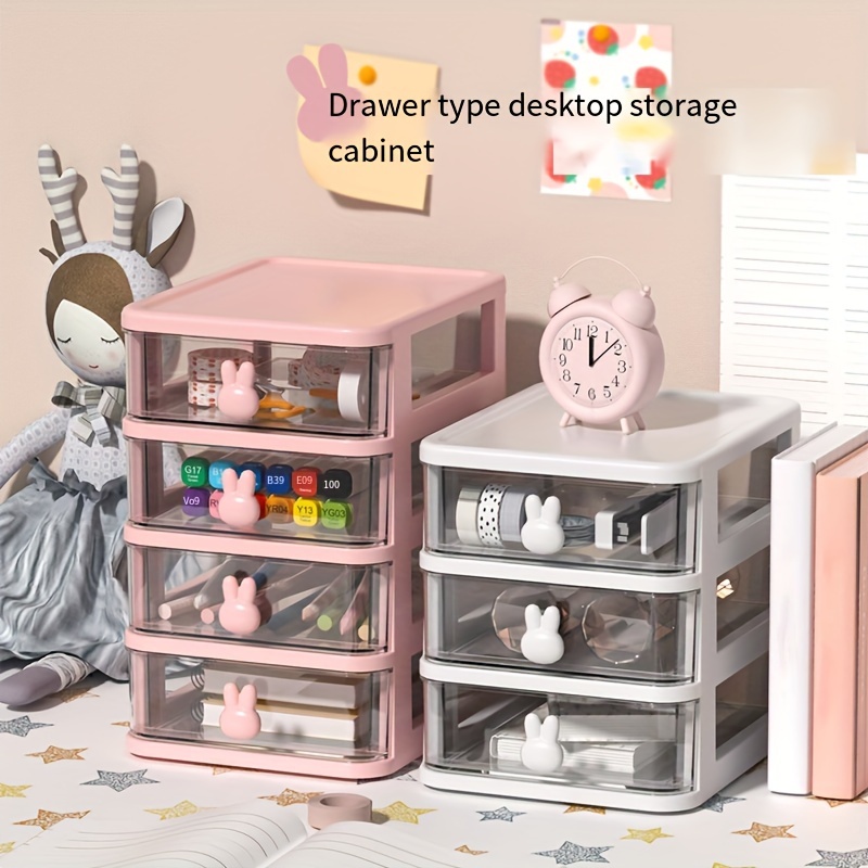 Cute Bunny Makeup Storage Box Transparent Drawer Type - Temu