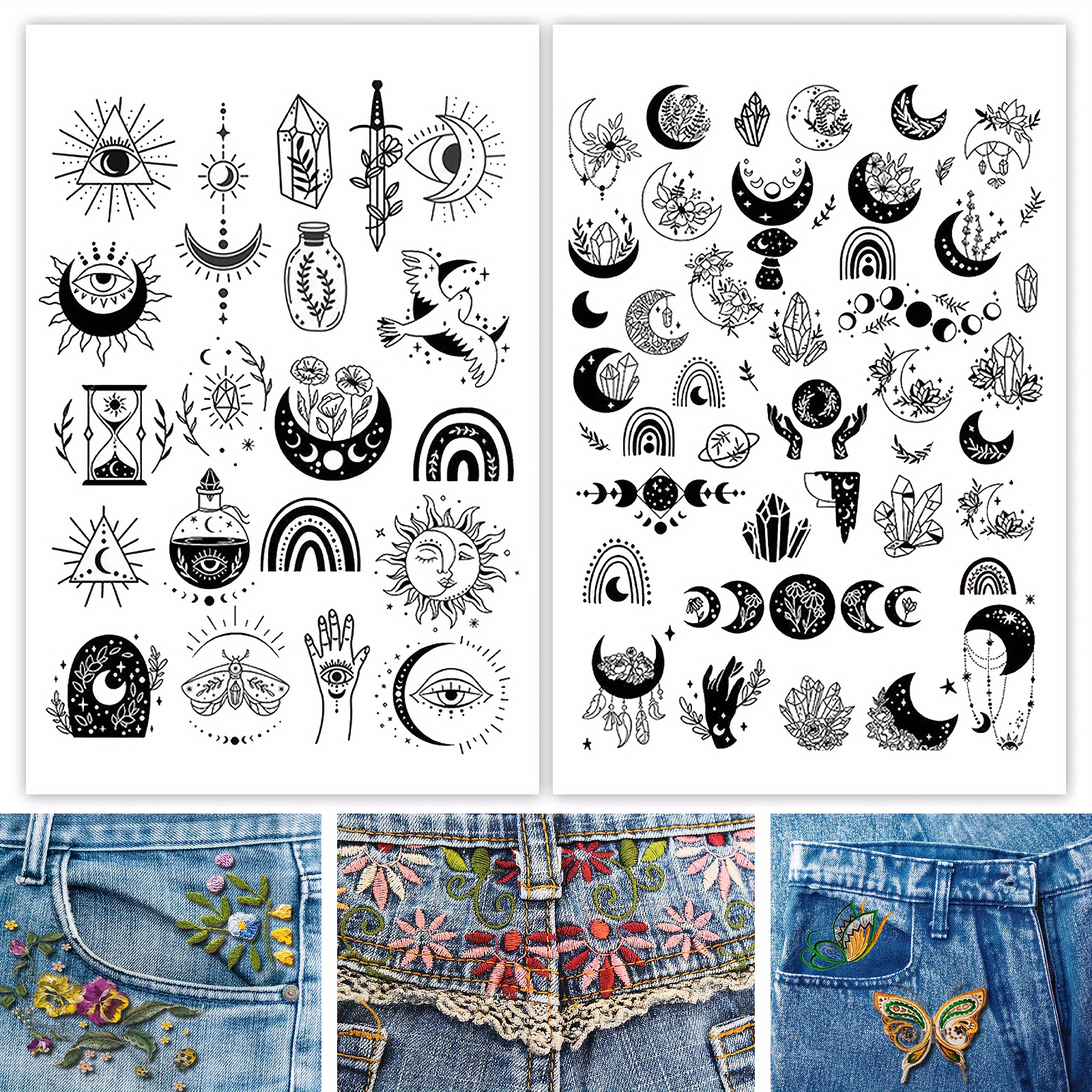 CRASHOT Water Soluble Embroidery Patterns - 64 PCS Stick & Stitch  Embroidery Paper Wash Away, Water Soluble Stabilizer for Embroidery,  Mushroom Moon