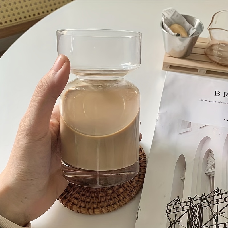 Hourglass Glass Cup with Straw