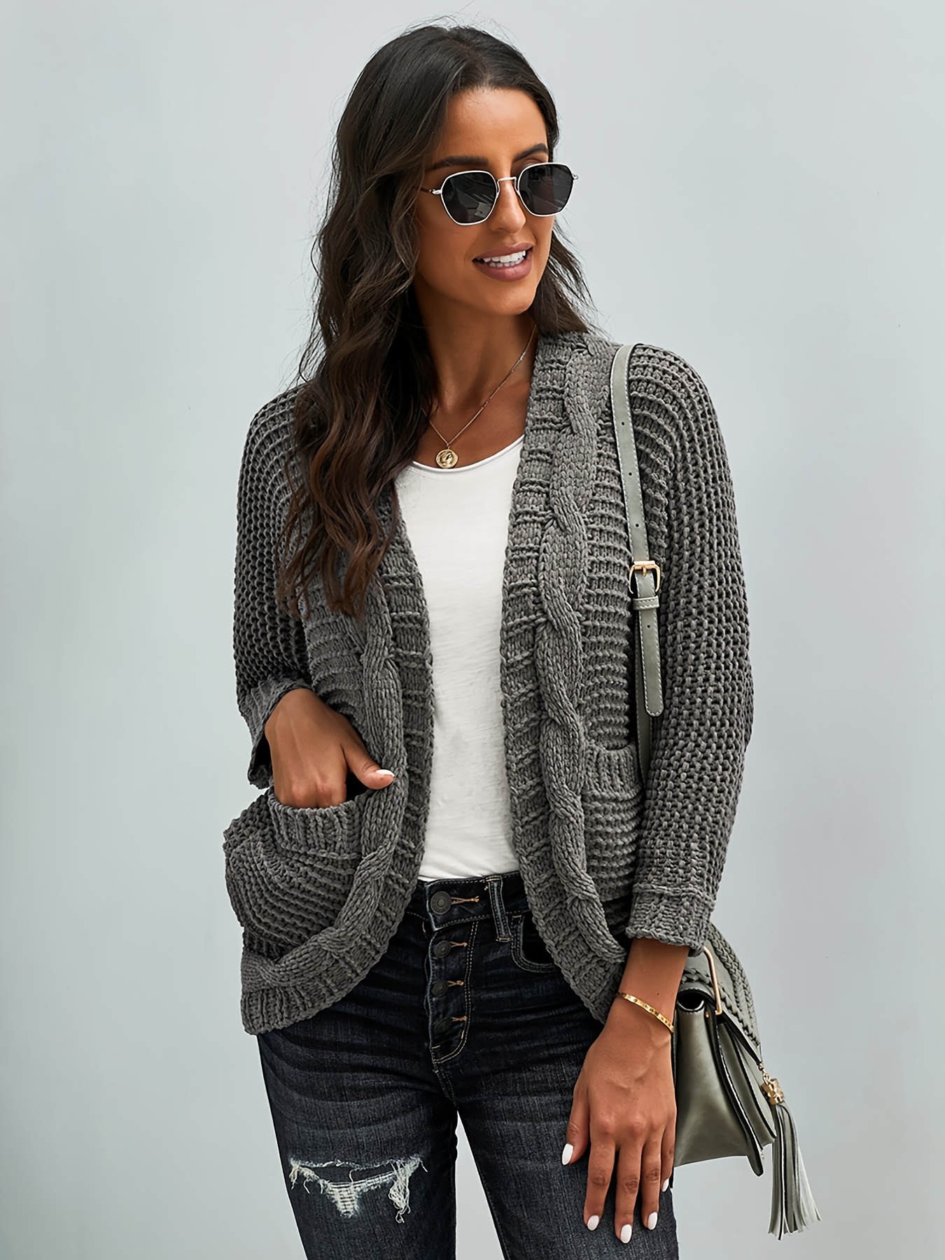 Grey cardigan jacket womens, Women's Fashion, Coats, Jackets and