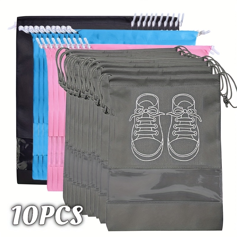 

10pcs Shoes Storage Organizer, Portable Shoes Storage Drawstring Bundle Pocket, Perfect Shoes Storage Bag For Travel