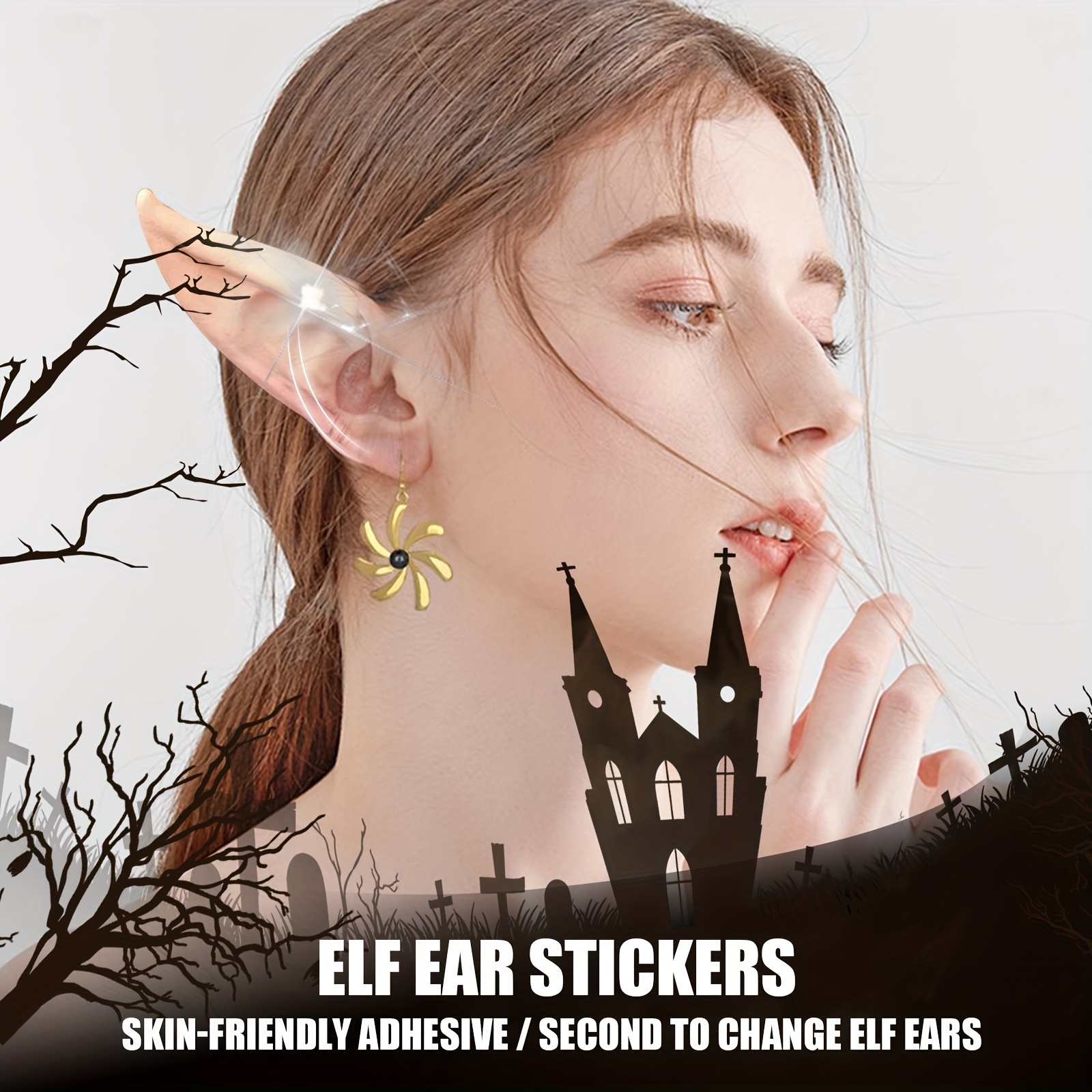 Unahtinr 10pcs Elf Ear Support Stickers Invisible Ear Corrector Ear Lobe  Support Patches Elf Ear Makeup V-Face Stickers Easy Use