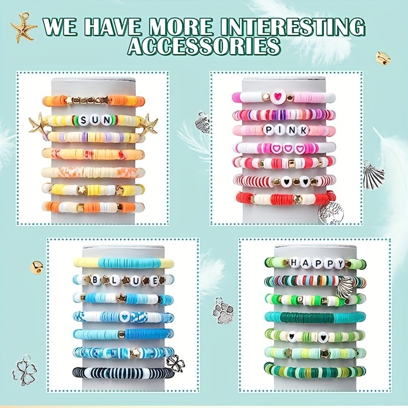 Clay Beads Bracelet Making Kit Friendship Flat Round Polymer - Temu