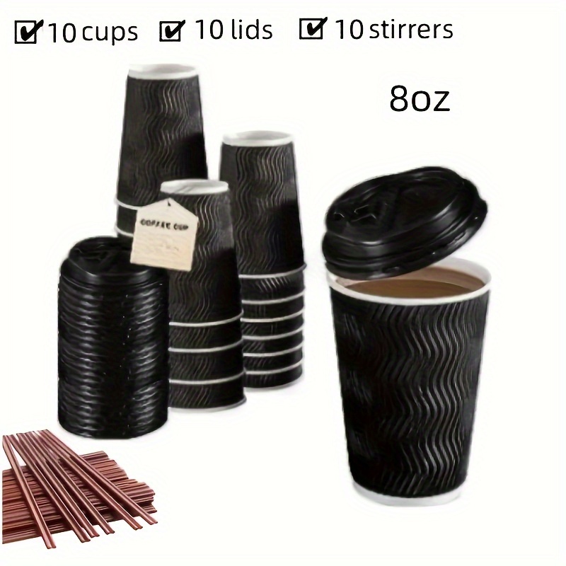 Disposable Coffee Cups With Lids And Straws Togo Hot Paper - Temu