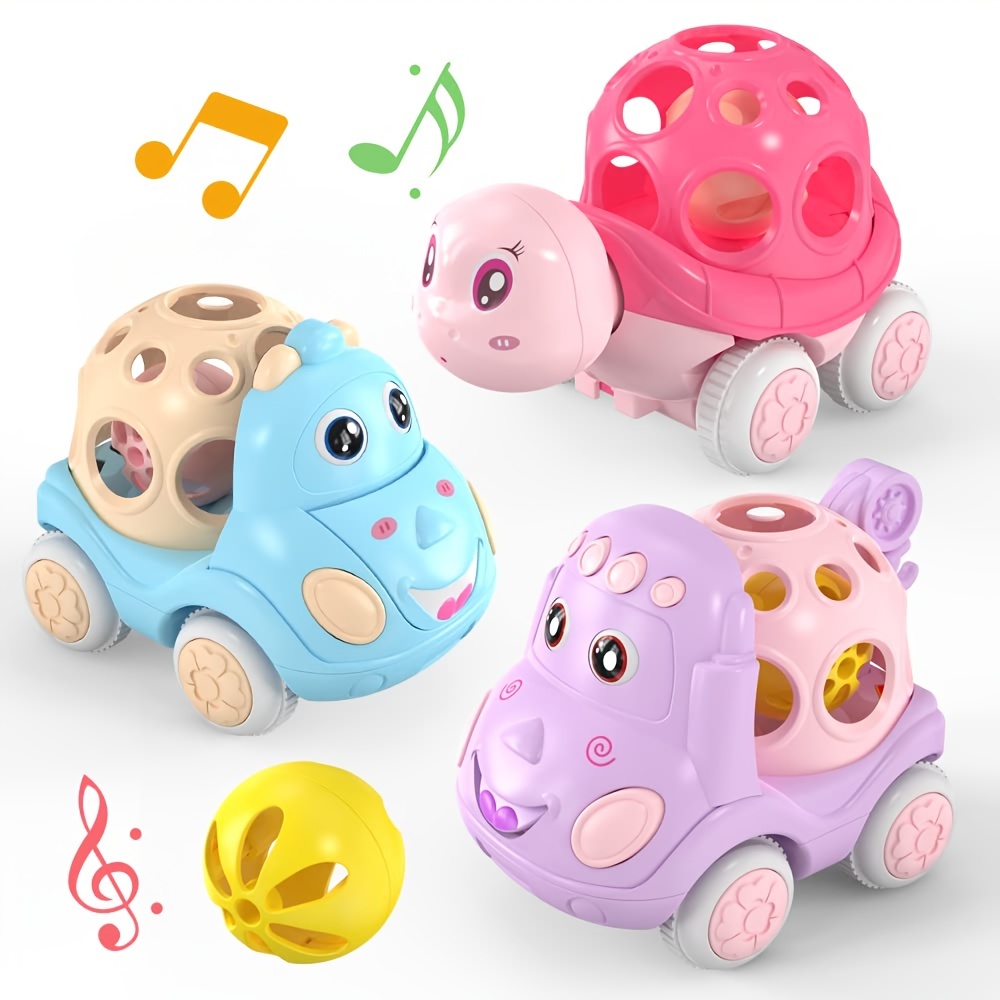 Baby Girl Toy Cars Infant Friction Powered Cars For Toddlers, Girl Rattle  And Roll Car Soft Rubber Toy Vehilces, Wind Up Cars Preschool Learning Gift