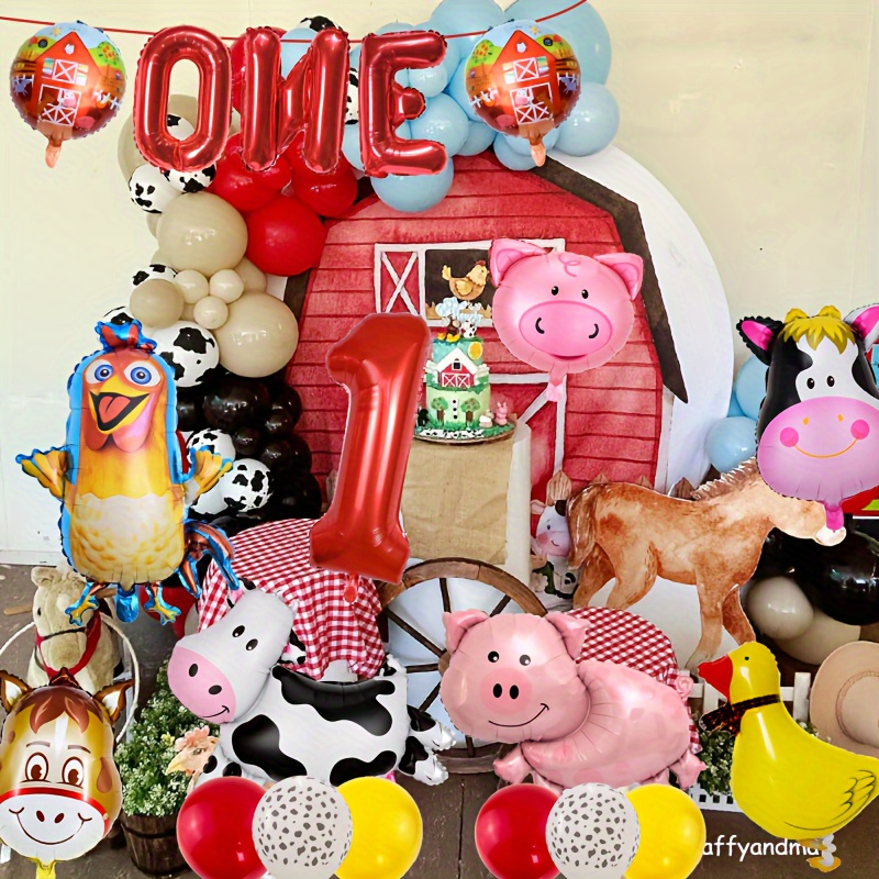 Globos de animales de granja decoraciones de cumpleaños de granja
