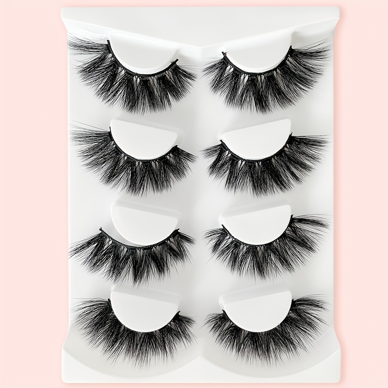 4 Pairs Full Curling False Eyelashes Daily Use Fluffy Delicate Eyelashes