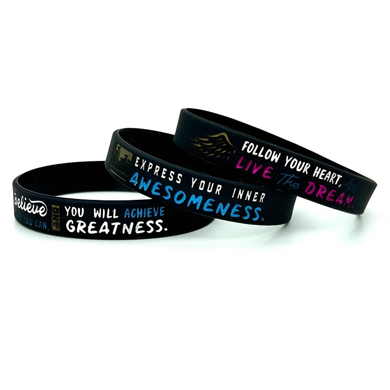 Positive Words Silicone Wristbands Inspirational Text - Temu