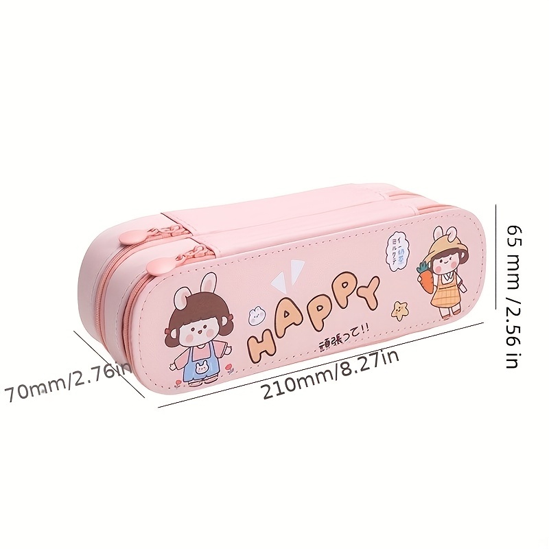 Creative Pu Leather Large capacity Pencil Case Double layer - Temu