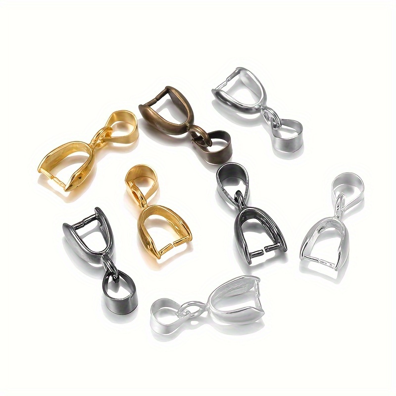 10pcs Stainless Steel Pendant Clasp Pinch Clip Bail Hook Connector