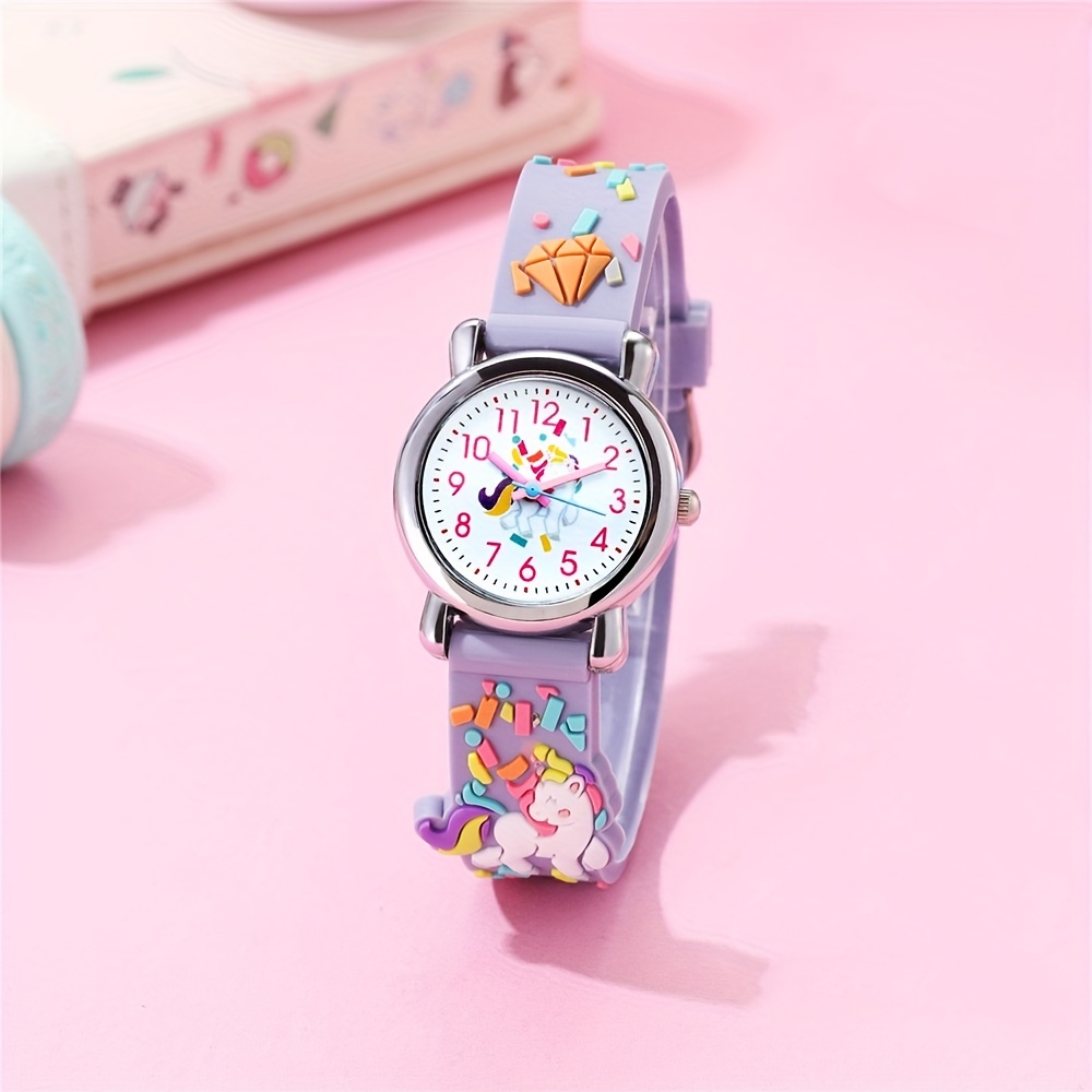  XUSHI Reloj de pulsera para niña, diseño de unicornio con  dibujos animados en 3D, arco iris, pony, reloj de cuarzo, regalo para  estudiantes, relojes para niñas (color rosa) : Ropa, Zapatos