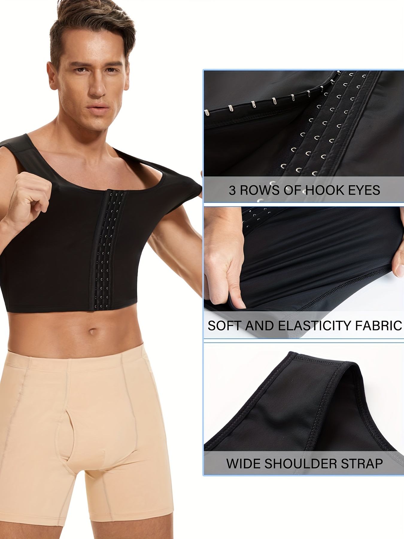 * Men's Compression Shapewear Chest Binder Crop Top Body Shaper Breathable  Stretch Slimming Tight Undershirt Workout Vest Tank Top