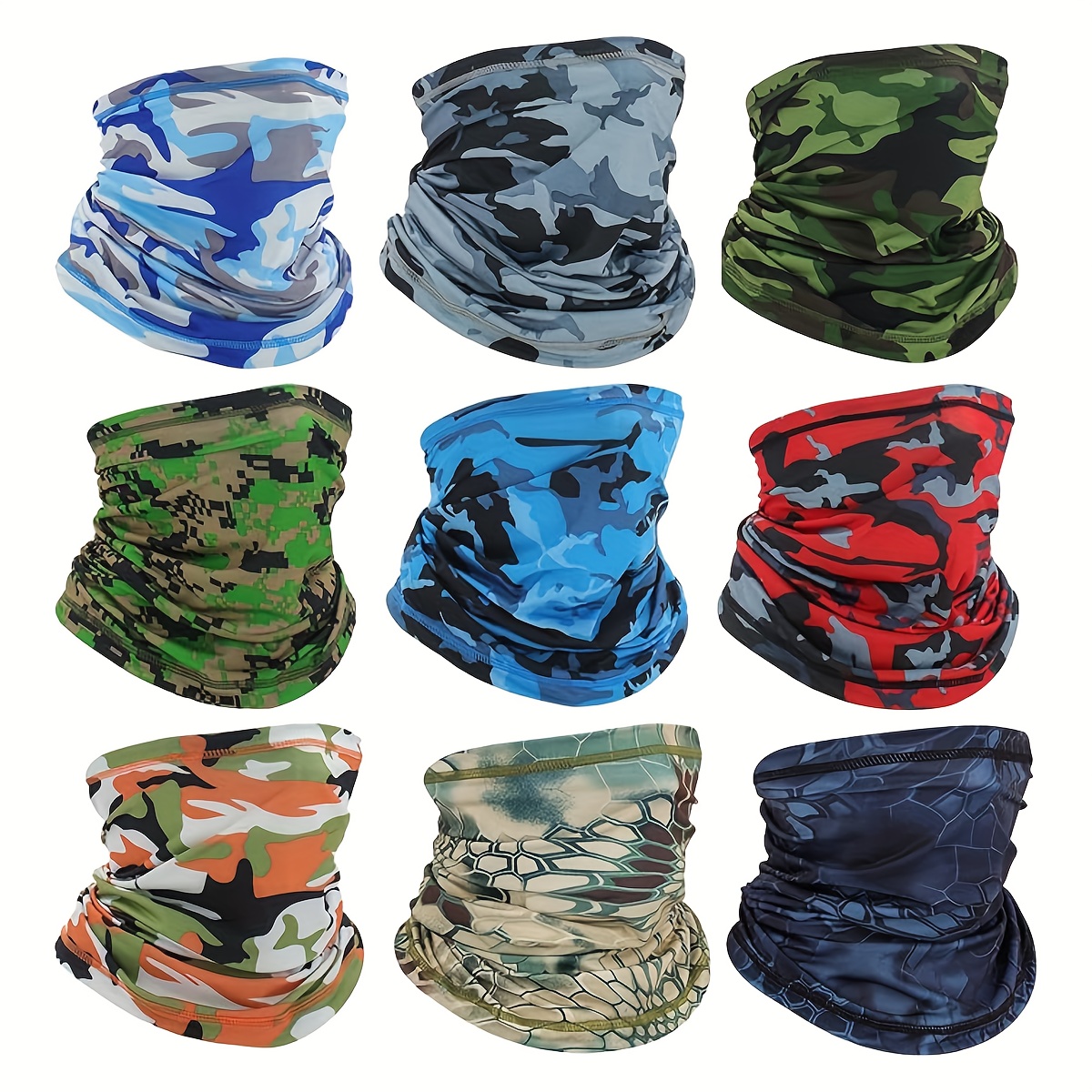 

4pcs/set Camouflage Print Mask Cycling Neck Gaiter Thin Breathable Face Mask Outdoor Hiking Sports Fishing Uv Face Shield For Women Men