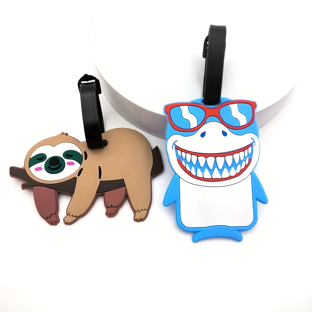 

2pcs Cute Animal Luggage Tags, Men's And Women's Backpacks Schoolbags Travel Airplane Station Boarding Tag