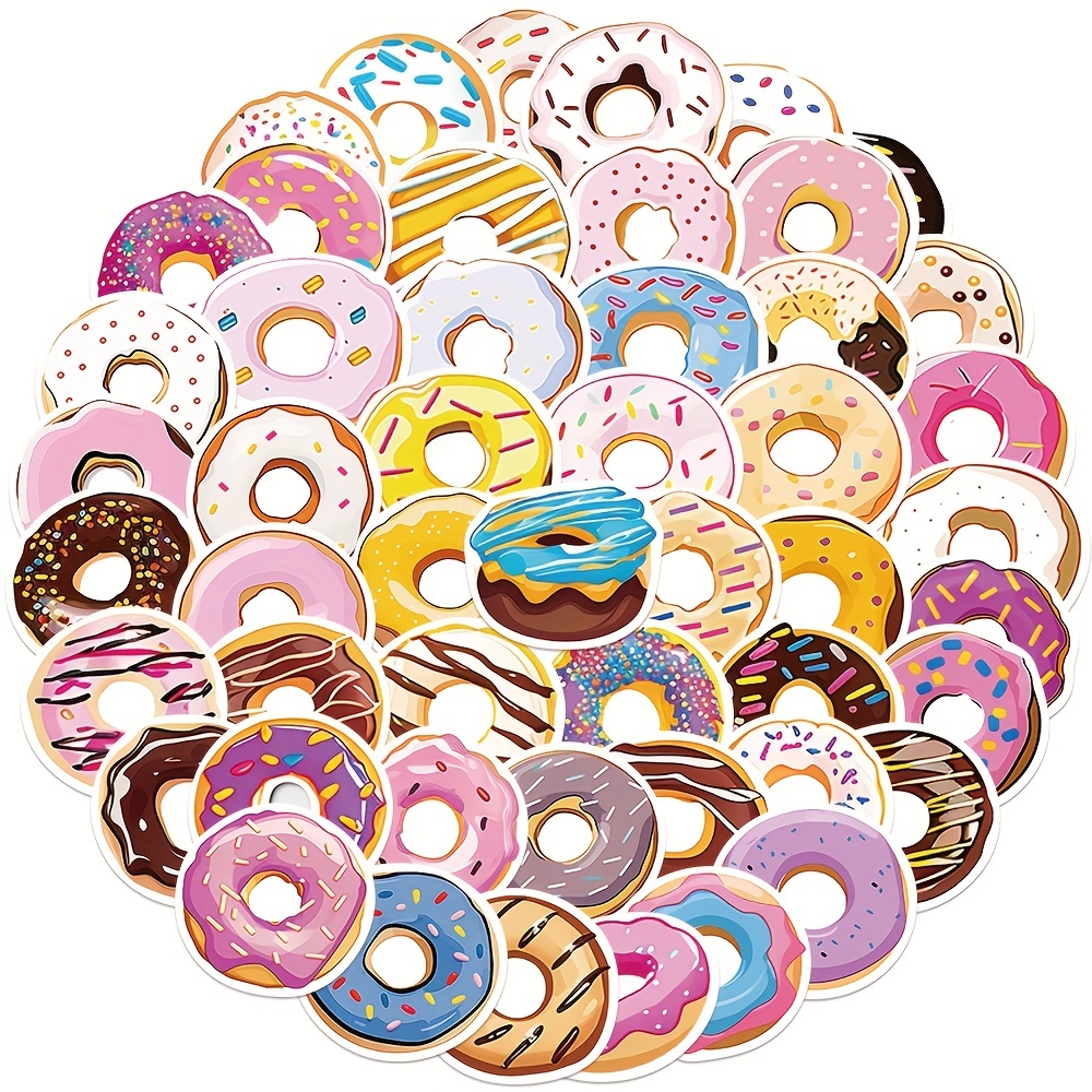 50pcs Cartoon Donut Graffiti Stickers for Water Bottles, Computers
