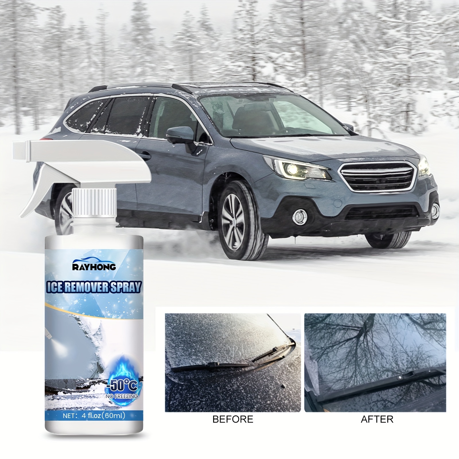 Car Snow Removal Spray, Front Windshield Car Window Defrost Snow