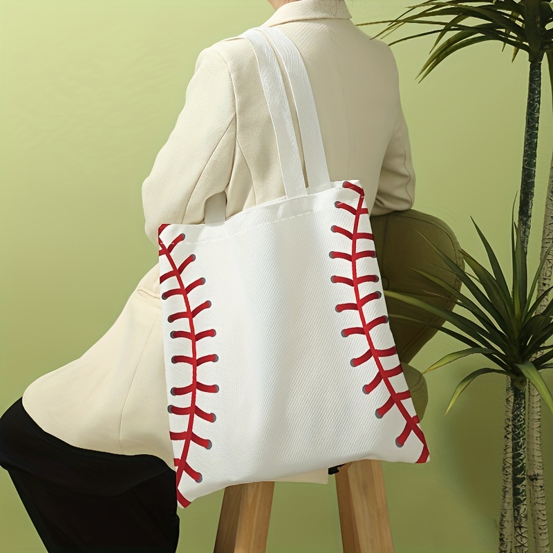 Baseball Stitching Print Handbag Leisure Travel Beach Bag Temu