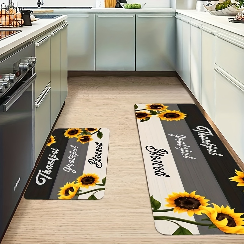 1pc Moderno Patrón Girasol Alfombra Cocina Alfombra Área - Temu Mexico