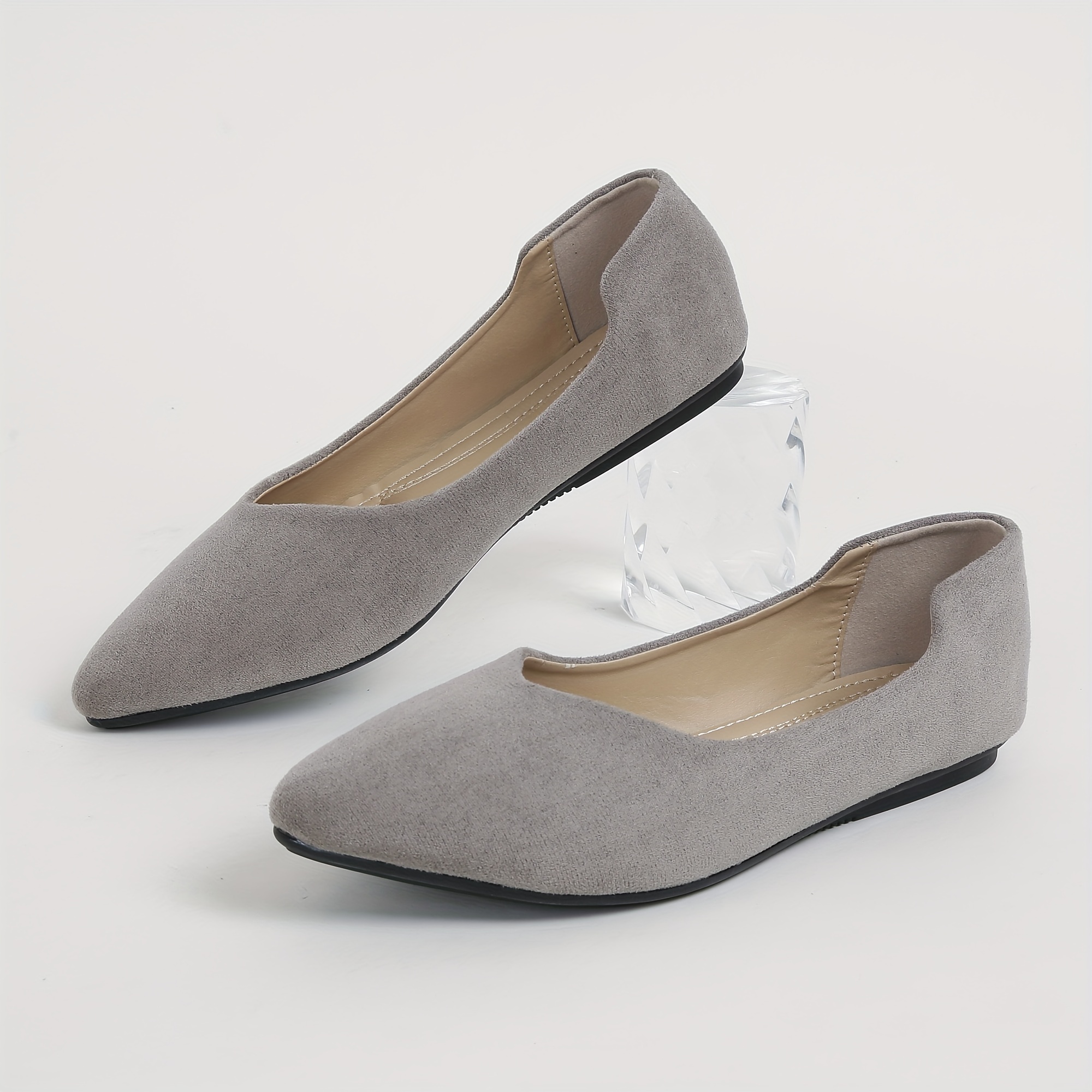 Grey cheap pointed flats