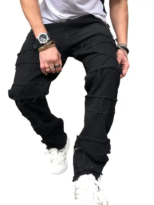 Loose Fit Vintage Style Flared Jeans Mens Casual Stretch - Temu Canada