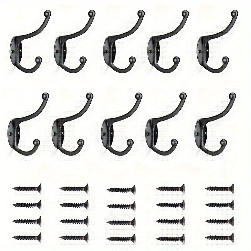 10pcs Single Hooks Black Wall Hooks Black Coat Rack Equipped With