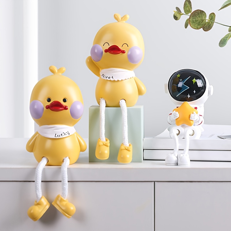 Cute Cartoon Lucky Cool Little Yellow Duck Toys With Helmet And